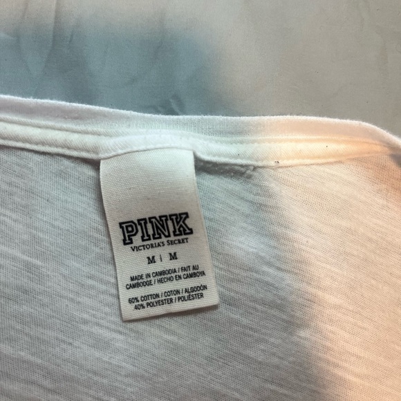 PINK Victoria's Secret White Tee with Pink and Silver Accents - Picture 2 of 2